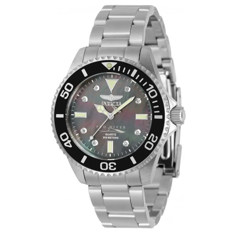 Invicta Pro Diver Women`s 38mm 8 - Diamonds Black Mop Dial Quartz Watch 32929