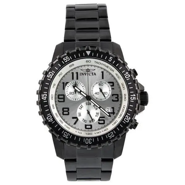 Invicta Specialty Pilot Chronograph Silver Dial Men`s Watch 11370 - Black / Gun Metal / Silver, Dial: Silver, Band: Gunmetal PVD