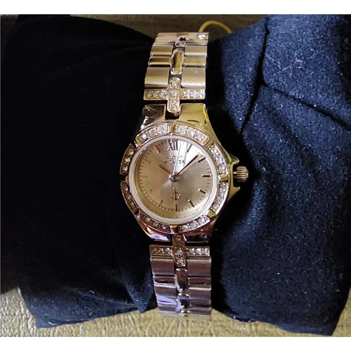 Crystal Embellished Goldtone Ladies Watch on Tag by Invicta