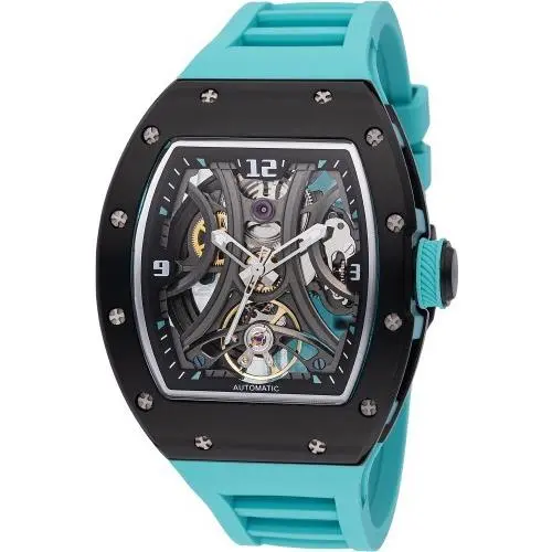 Invicta Men`s 44mm S1 Rally Automatic Skeleton Dial Light Blue/black Tone Watch - Dial: Light Blue, Band: Light Blue, Bezel: Light Blue