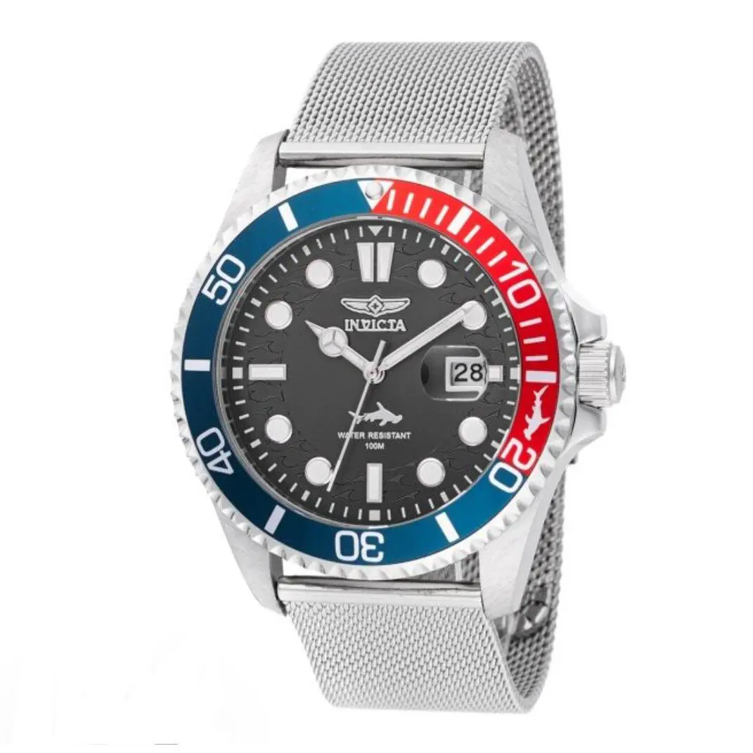 Invicta Men`s Pro Diver 43mm Silver Dial Quartz Stainless Steel Bracelet Watch