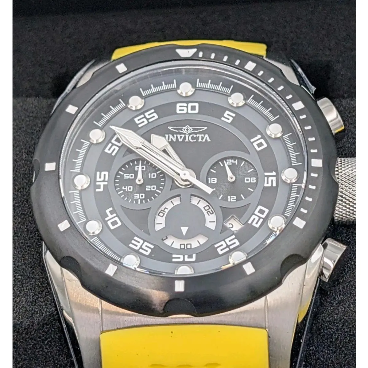 Speedway Chronograph Men’s Watch Yellow Strap Black Dial 100M w/ Tag by Invicta