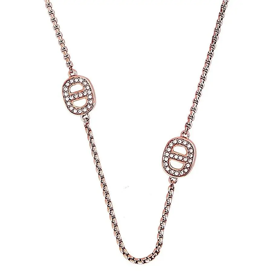 Michael Kors Rose Gold Tone Mkj3991791 Crystal Maritime Station Necklace