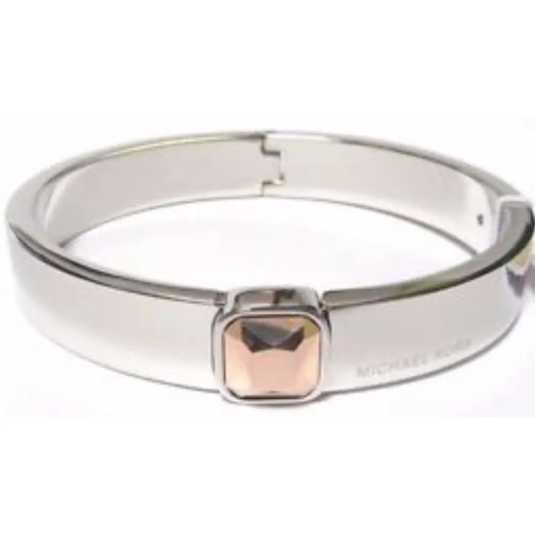 Michael Kors Urban Rush Silver Bangle Bracelet Rose Crystal MKJ5802040 + MK Box