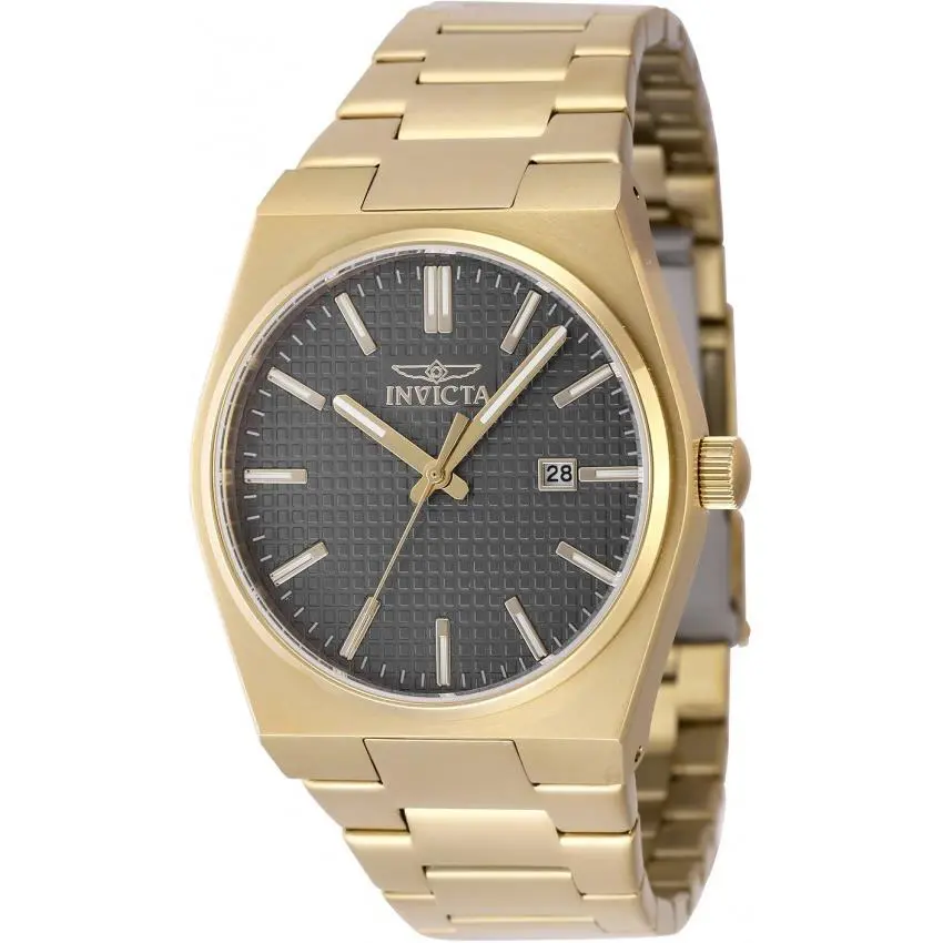 Invicta Speedway Zager Exclusive Quartz Charcoal Dial Men`s Watch 48397 - Dial: Charcoal, Band: Gold-tone, Bezel: Gold-tone