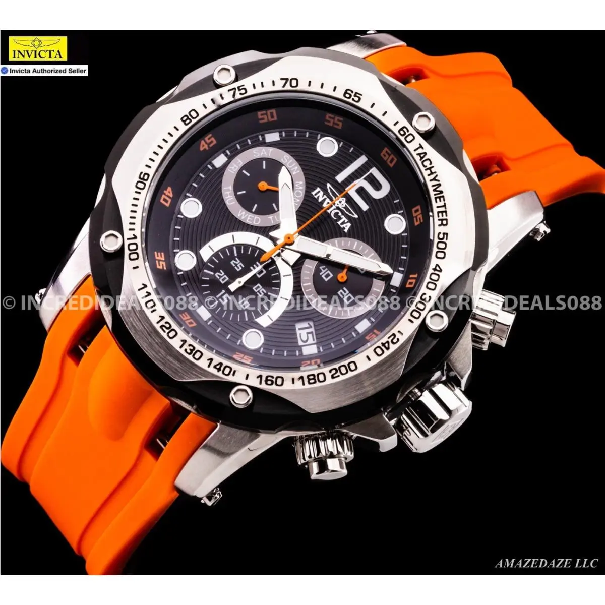 Invicta Men 51mm Speedway Swiss Ronda Z60 Chronograph SS Black Dial Watch
