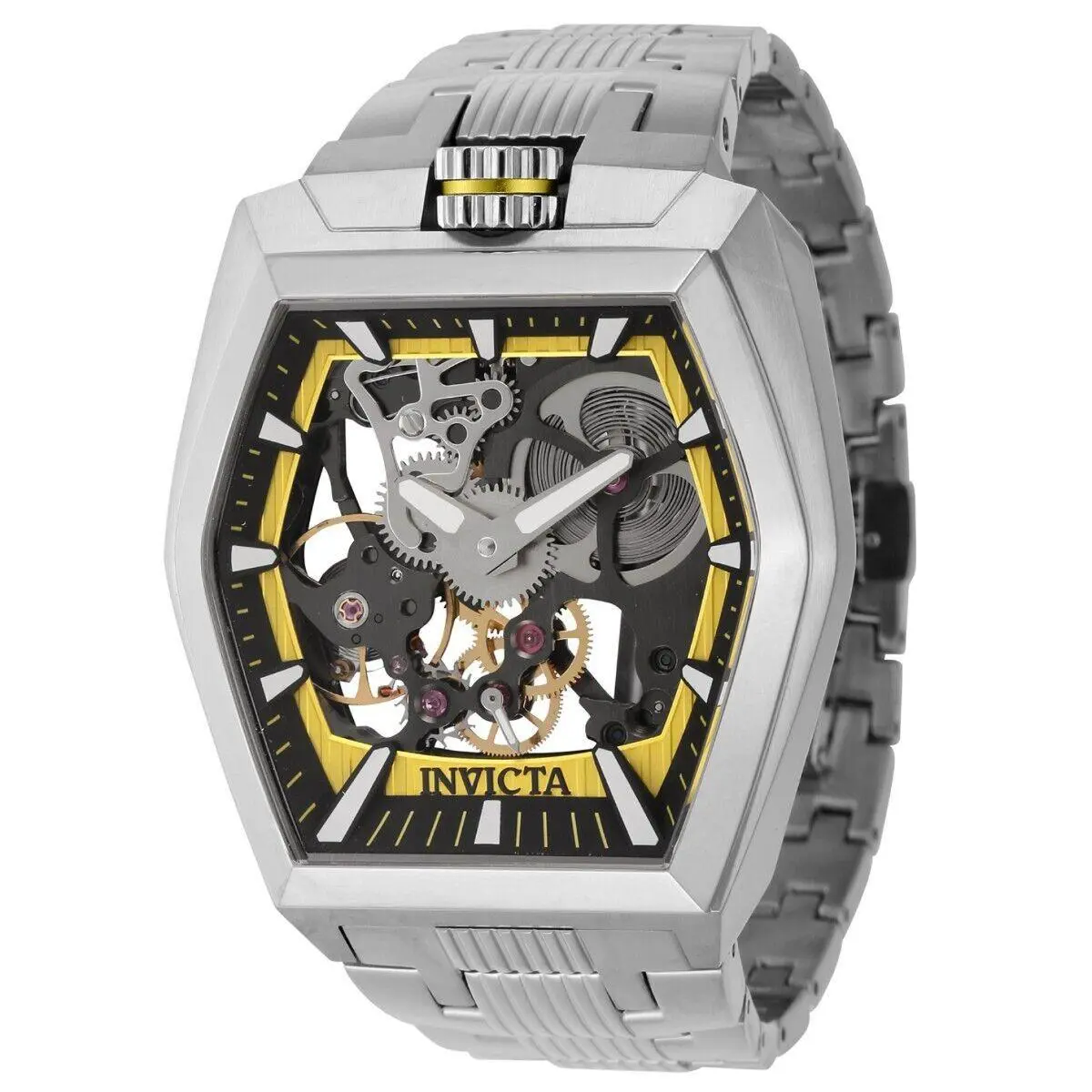 Invicta Akula Stealth Legion Mechanical Men`s Watch w/ Skeleton Dial - 48mm - Dial: Yellow, Black, Band: steel