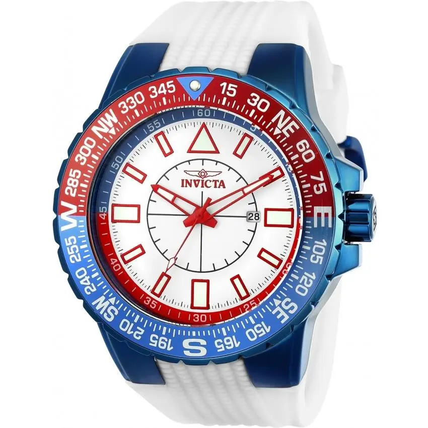 Aviator Quartz White Dial Pepsi Dial Men`s Watch 23997 by Invicta