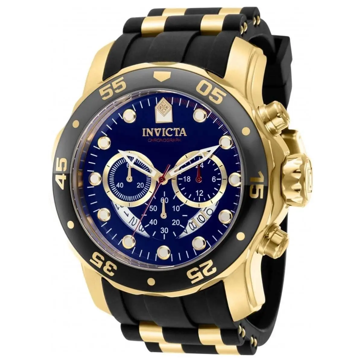 Men`s Watch Pro Diver Scuba Chrono Black and Yellow Gold Strap 37229 by Invicta