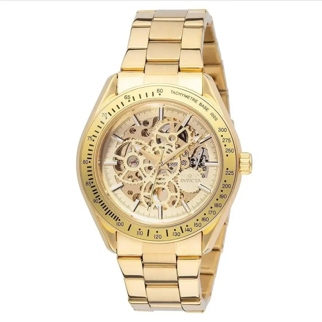 Invicta Objet D Art Excelsior Automatic Men`s Watch w/ Skeleton Dial-43mm Gold