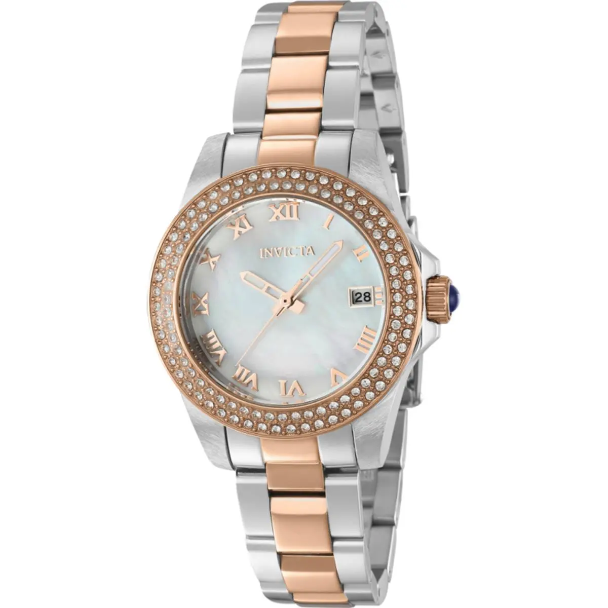 Invicta Women`s Watch Angel White Mother of Pearl Dial Bracelet Crystal 36076