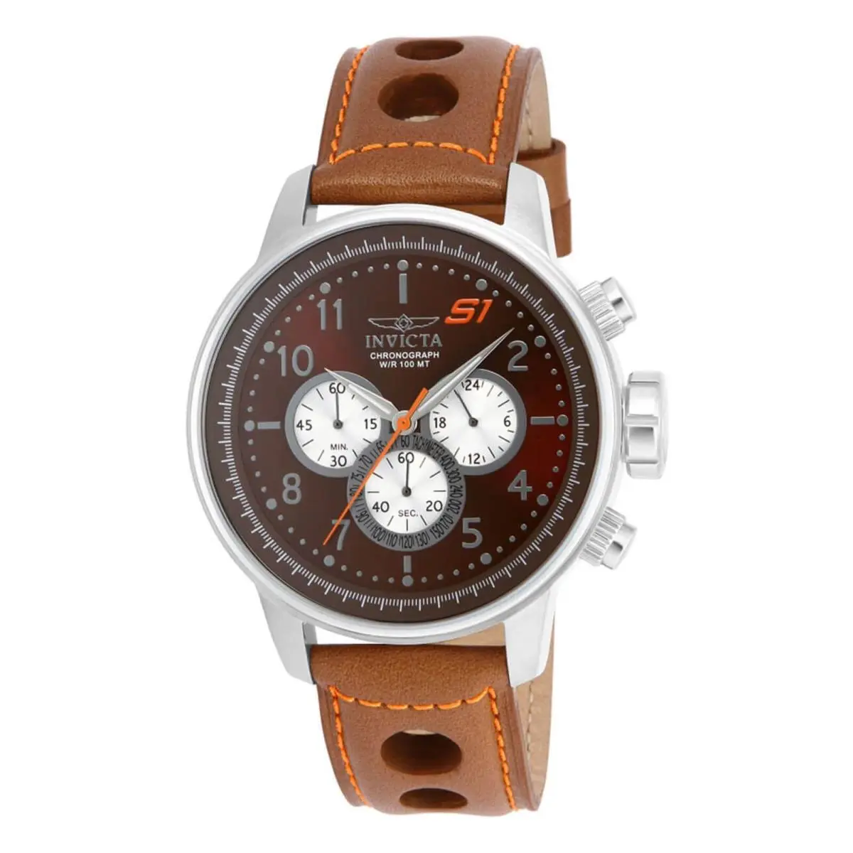 Invicta Men`s Watch S1 Rally Chronograph Brown Dial Leather Strap 16015 - Dial: Brown, Band: Light Brown