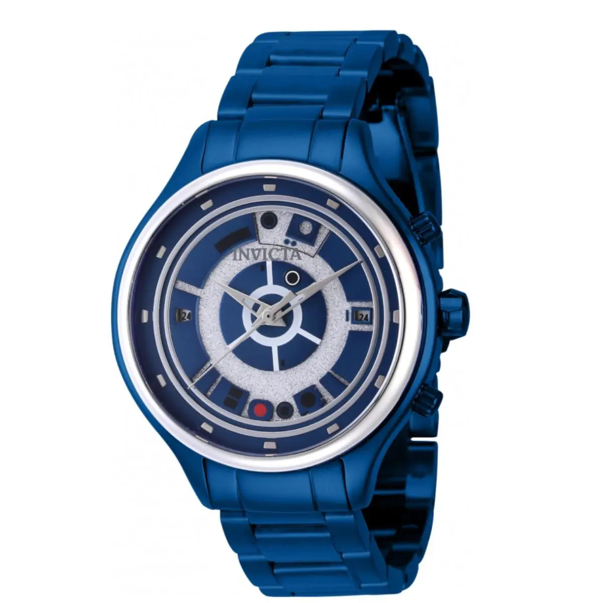Invicta Star Wars R2-D2 Lady Women`s 38mm Dual Time Limited Glitter Watch 41392 - Dial: Blue, Multicolor, Silver, Band: Blue, Bezel: Blue, Silver