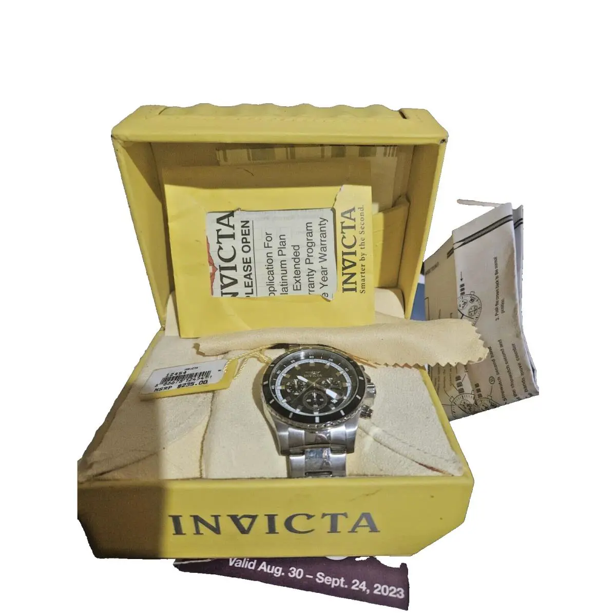 Invicta Mens Watch Specialty 3 Chronograph Dial Black Case VD 53B-NEVER Worn