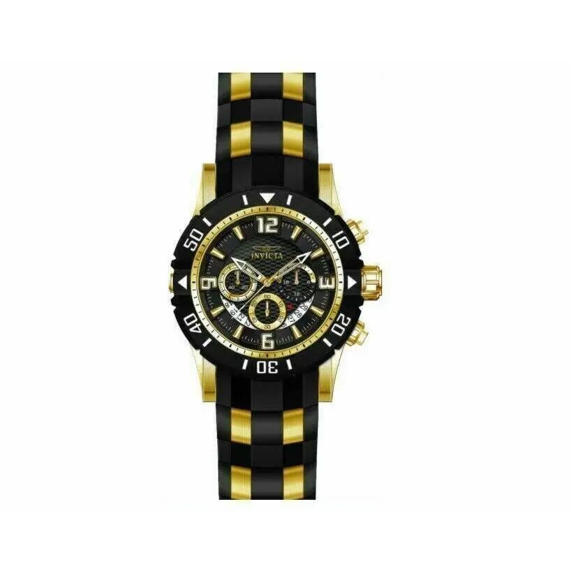 Invicta Men`s Pro-diver 23702 Black/gold Tone 50MM Case Chronograph Watch W Case
