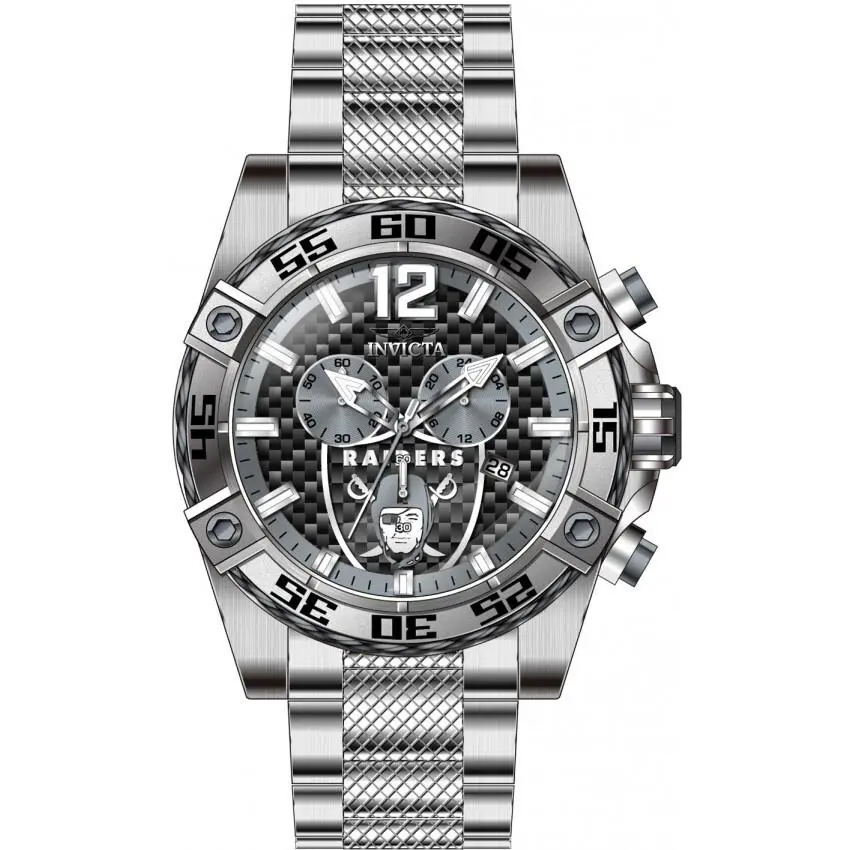 Invicta Nfl 45415 Las Vegas Raiders Chronograph Black Watch Quartz 52MM E