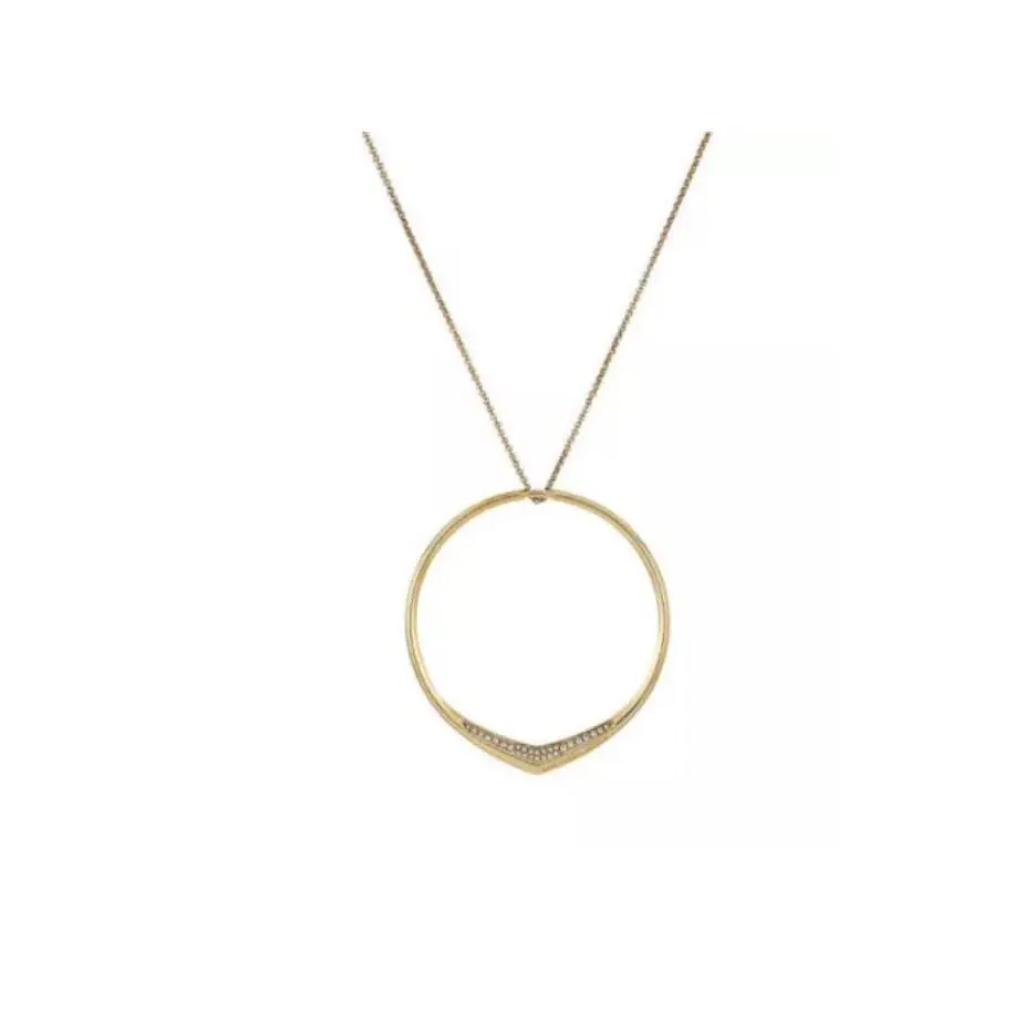 Michael Kors MKJ6424710 Pave Hoop Pendant Gold Tone Necklace