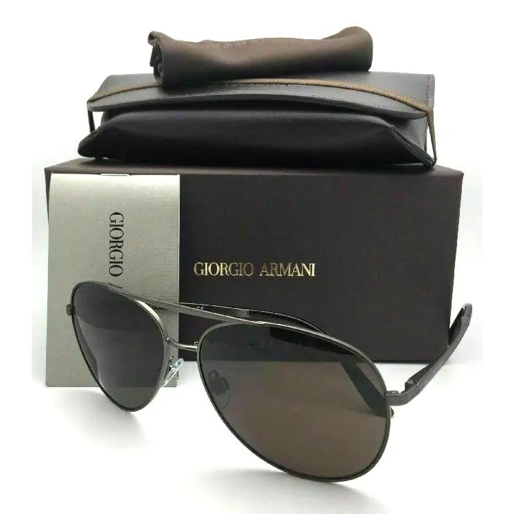 Giorgio Armani Sunglasses AR 6030 3122/73 Gunmetal Aviator with Brown Lenses