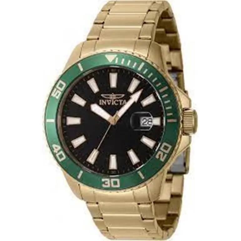 Invicta Chronograph Pro Diver Quartz Black Dial Gold Tone Men`s Watch 46067