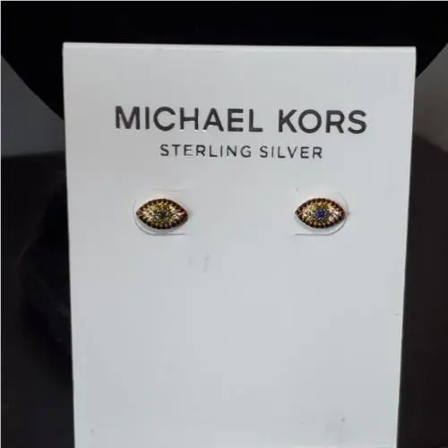Evil Eye Stud Earrings Yellow Gold-plate Sterling Silver by Michael Kors
