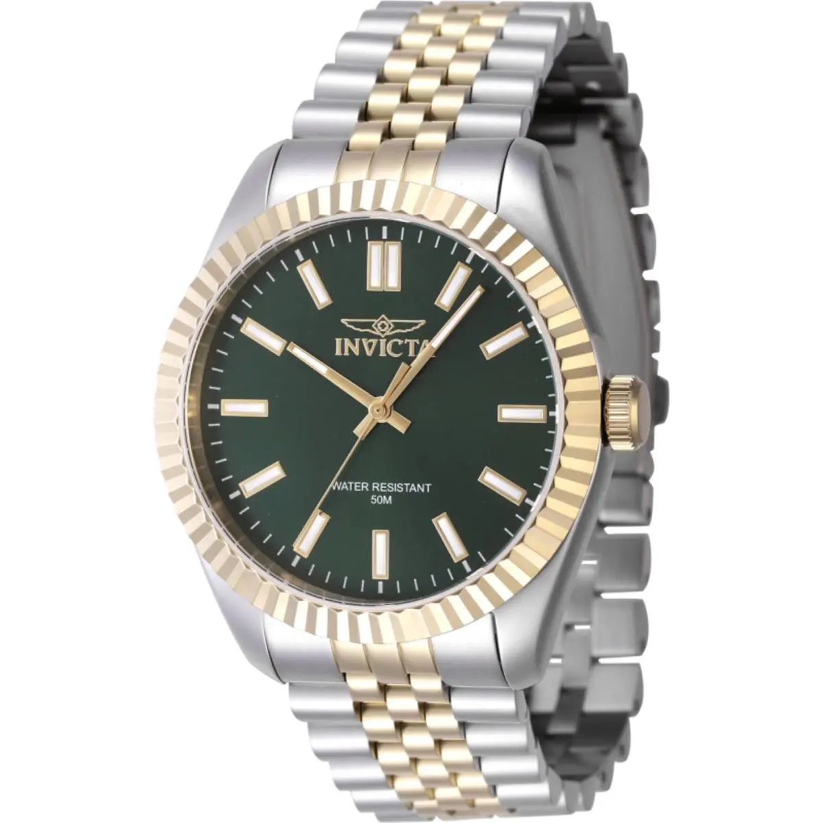 Invicta Men`s Watch Specialty Green Dial Two Tone Steel Bracelet Quartz 47485 - Dial: Green, Band: Silver, Yellow