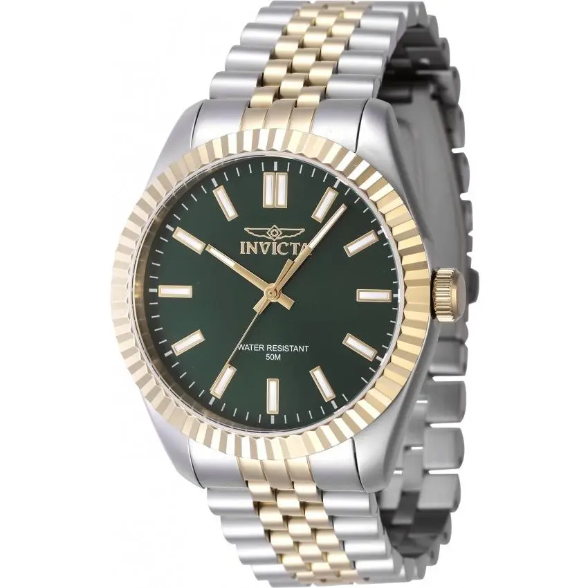 Invicta Specialty Quartz Green Dial Men`s Watch 47485 - Dial: Green, Band: Two-tone (Gold and Silver-tone), Bezel: Silver-tone