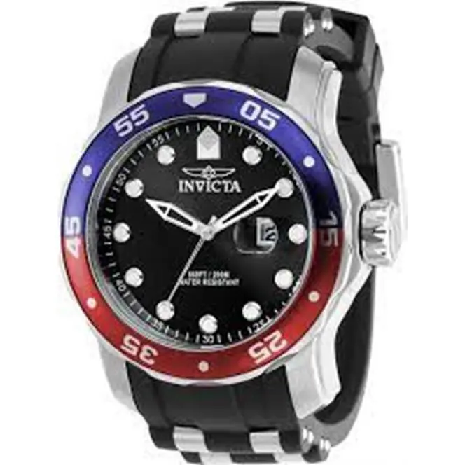 Invicta Pro Diver 39103 Black Dial Pepsi Bezel Men`s Stainless Steel Watch