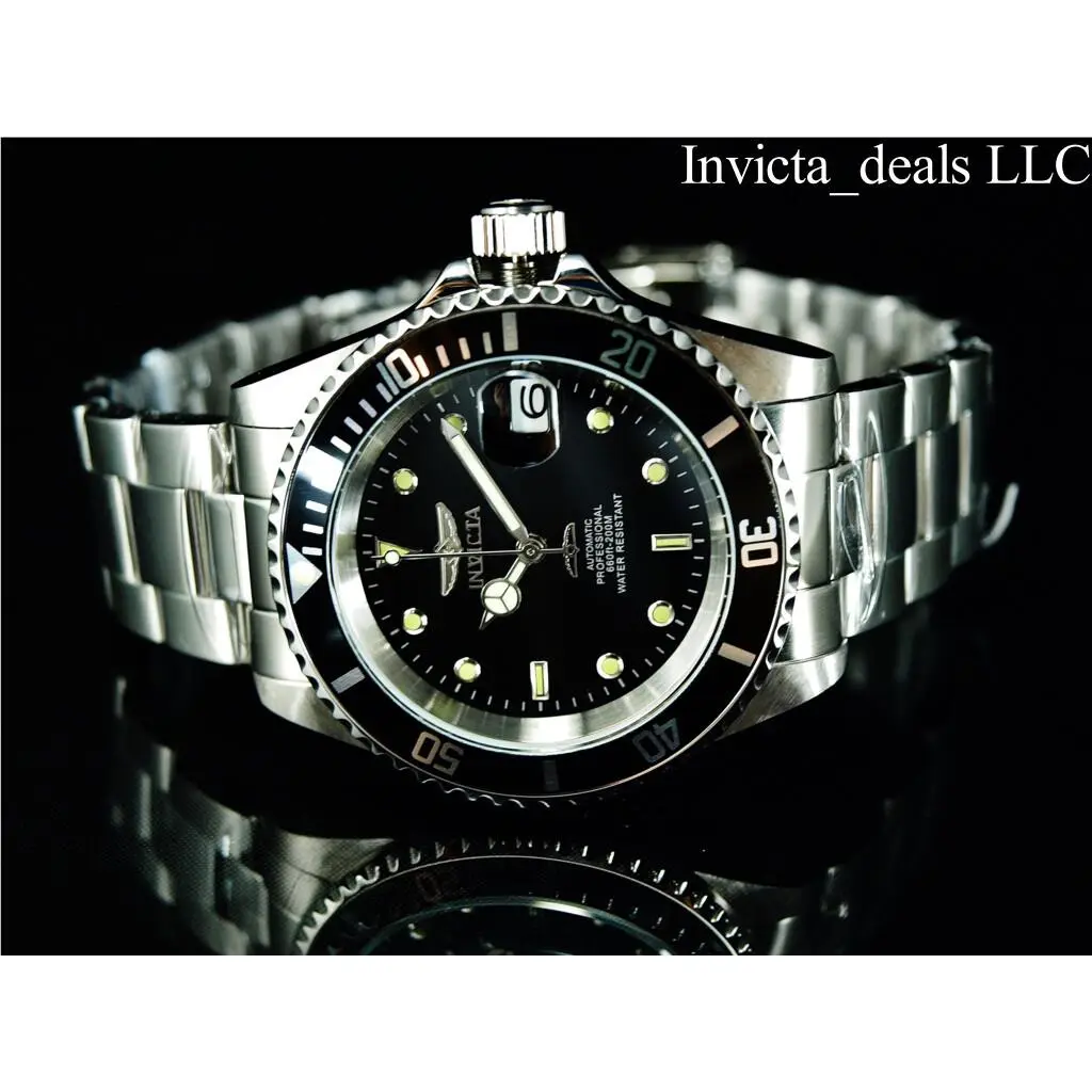 Men`s 40mm Pro Diver Automatic NH35A Black Dial Silver Watch by Invicta