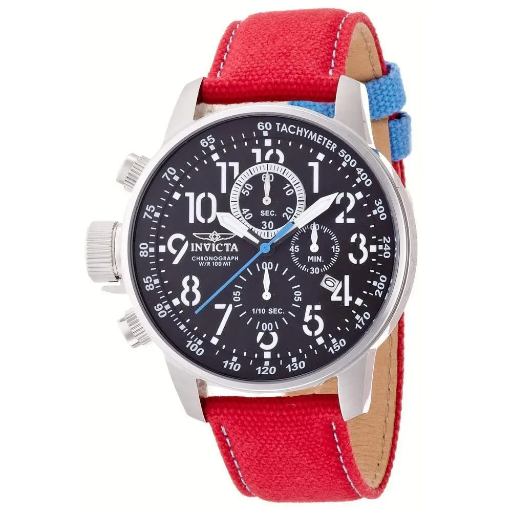 12070 Men`s I-force Lefty Red Fabric Leather Strap Chronograph Watch by Invicta