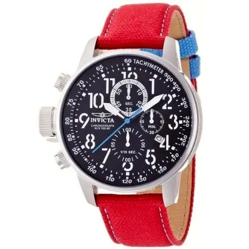 Force Lefty Chronograph Black Dial Red Nylon Lefty Men`s Watch 12070 by Invicta