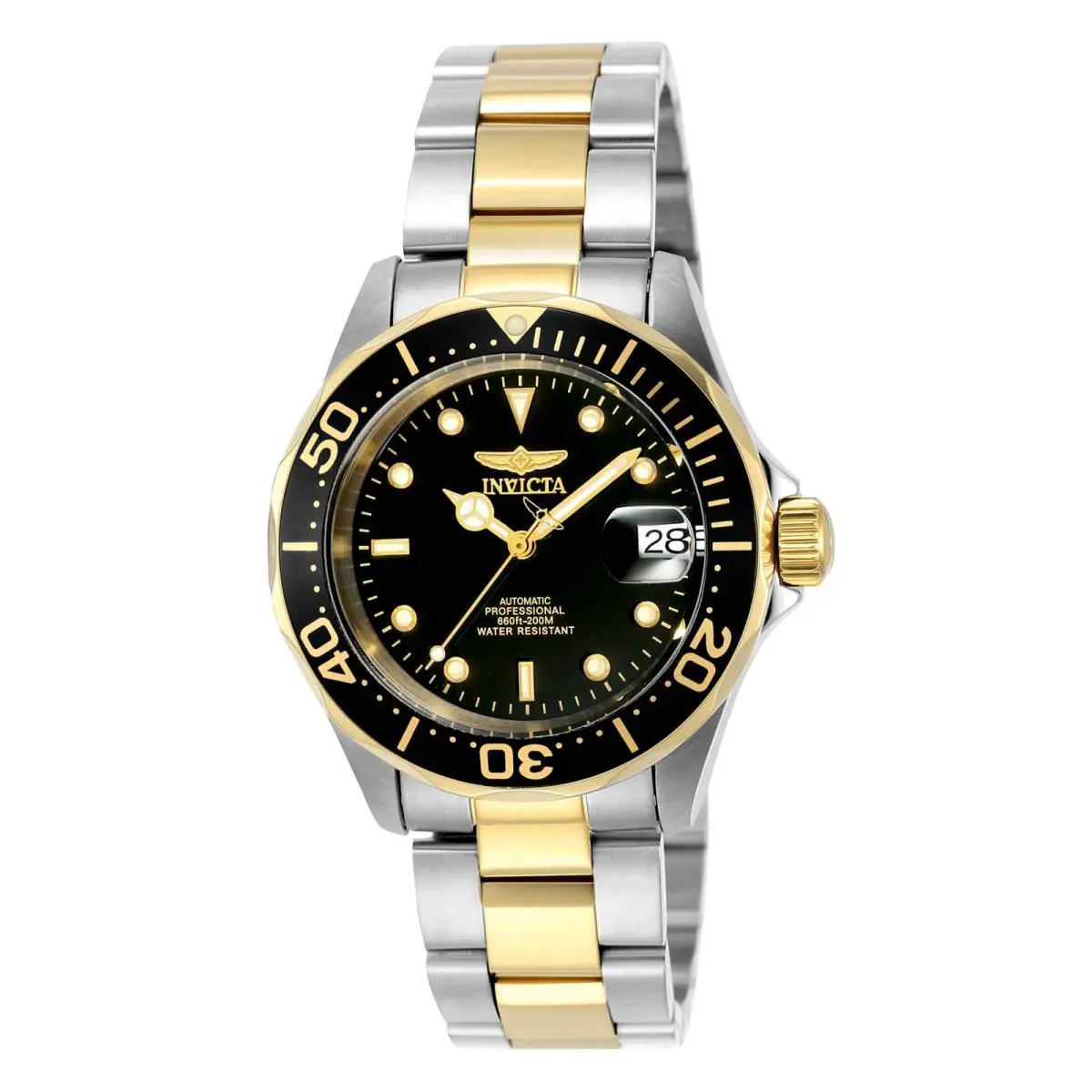Invicta Men`s Watch Pro Diver Black Dial Two Tone Stainless Steel Bracelet 8927 - Black, Dial: Black, Band: Multi-color