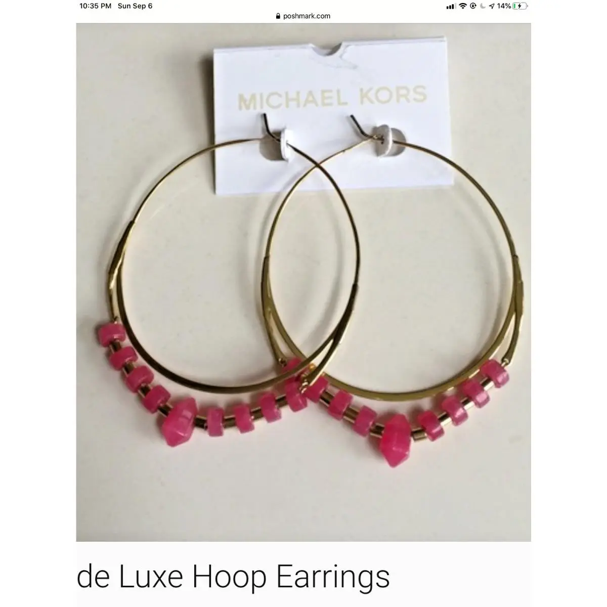 - MKJ2674710 Seaside Luxe Large Gold / Pink Loop Earrings by Michael Kors