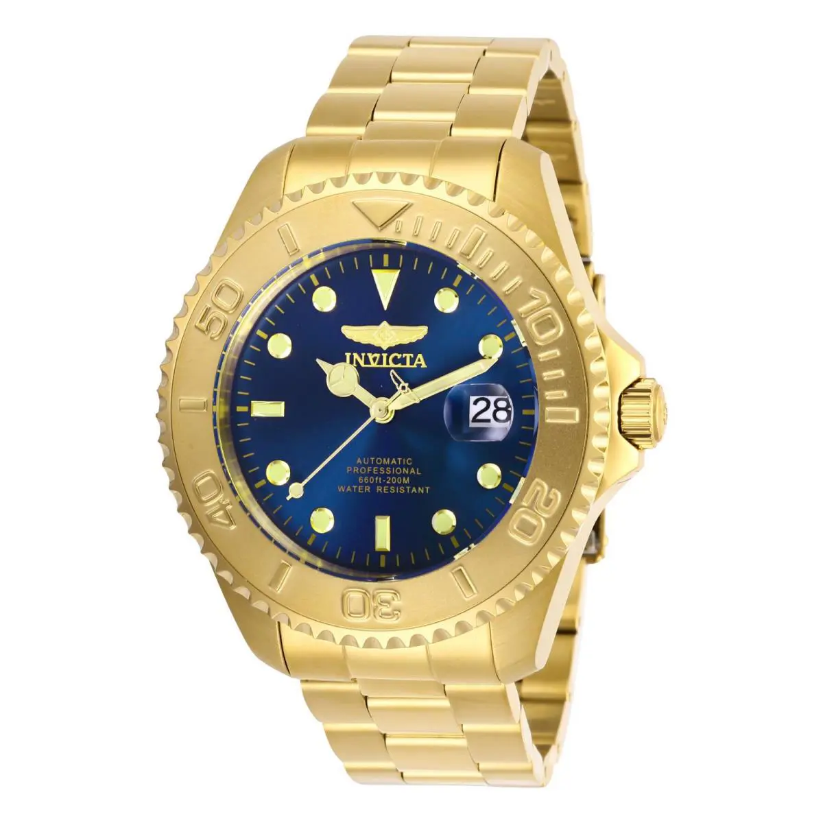 Watch Invicta 28951 Pro Diver Man 47 Stainless Steel - Dial: Gold, Band: Blue