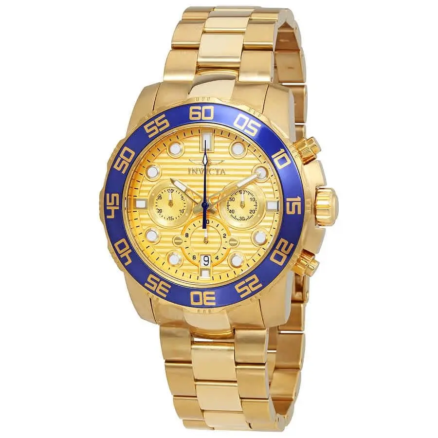 Invicta Pro Diver Chronograph Gold Dial Men`s Watch 22227