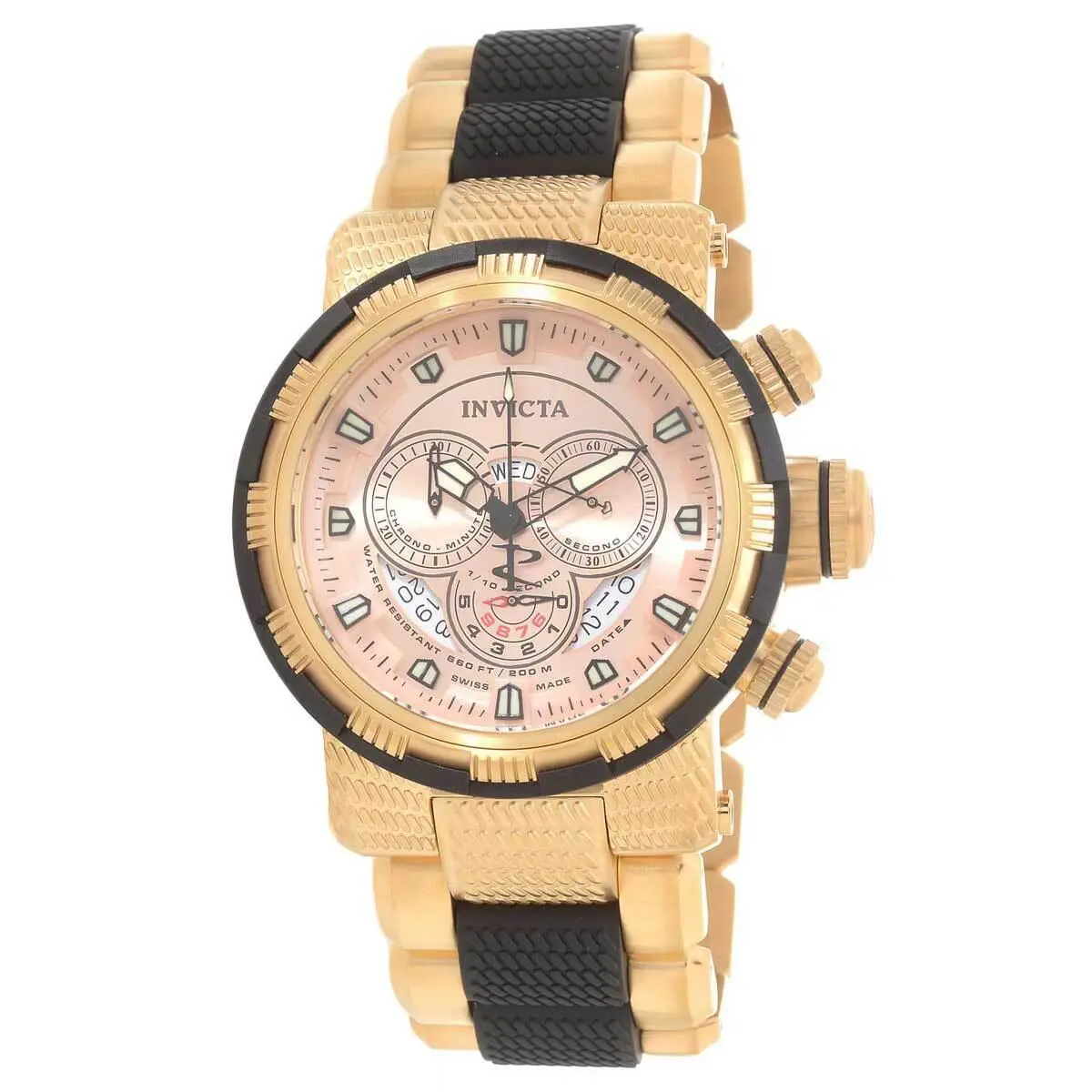 Invicta Men`s Watch Reserve Capsule Rose Gold and Black Dial Bracelet 80304 - Rose Gold, Dial: Rose Gold, Band: Gold