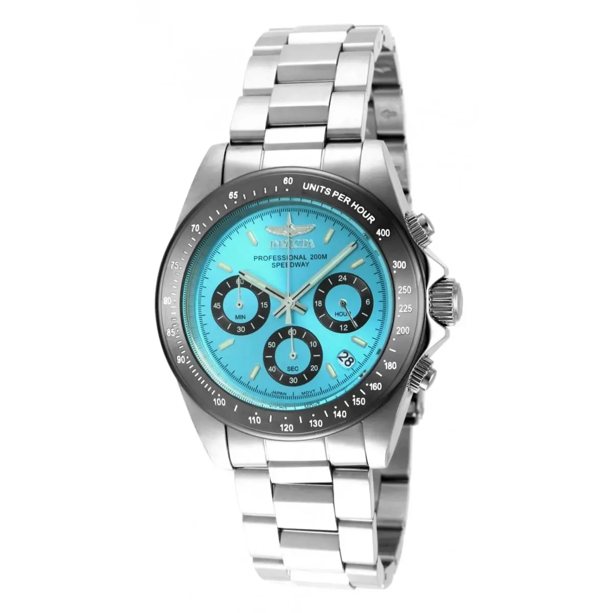 Invicta Men 39.5mm Speedway Chronograph Turquoise Dial Silver Tone 200m SS Watch