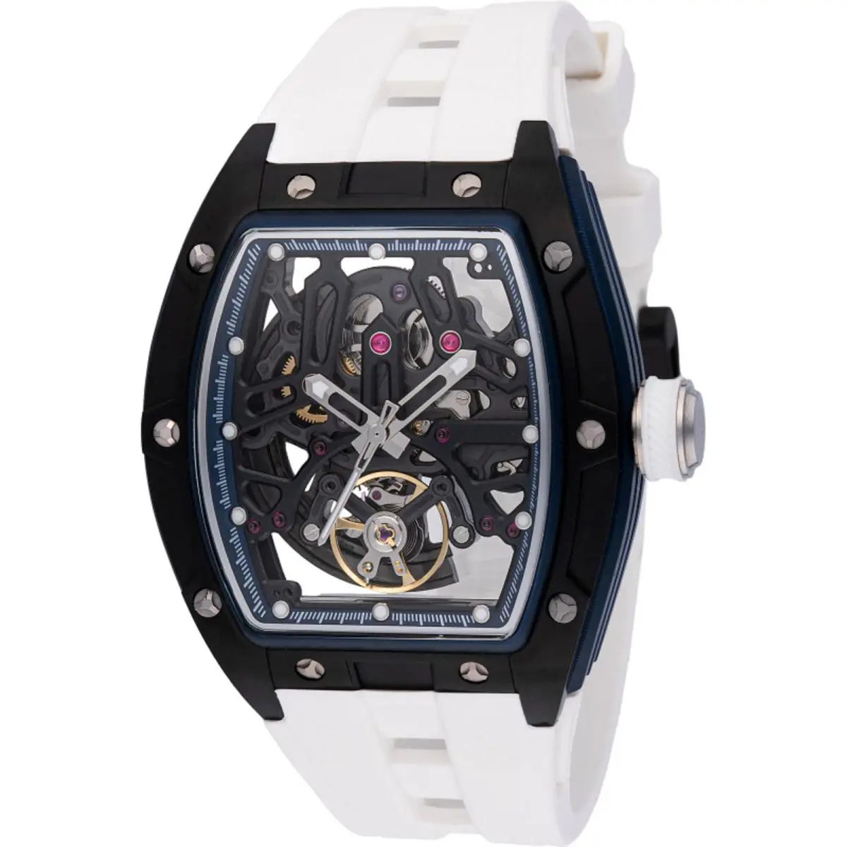 Invicta Men`s Watch S1 Rally Black and Silver Skeleton Dial Silicone Strap 49030