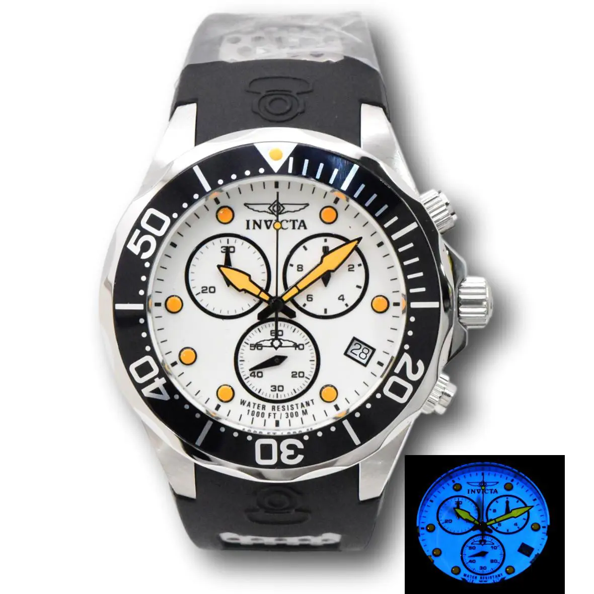 Invicta Pro Diver Super Lume Dial Men`s 47mm Swiss Eta G10 Chrono Watch 11482