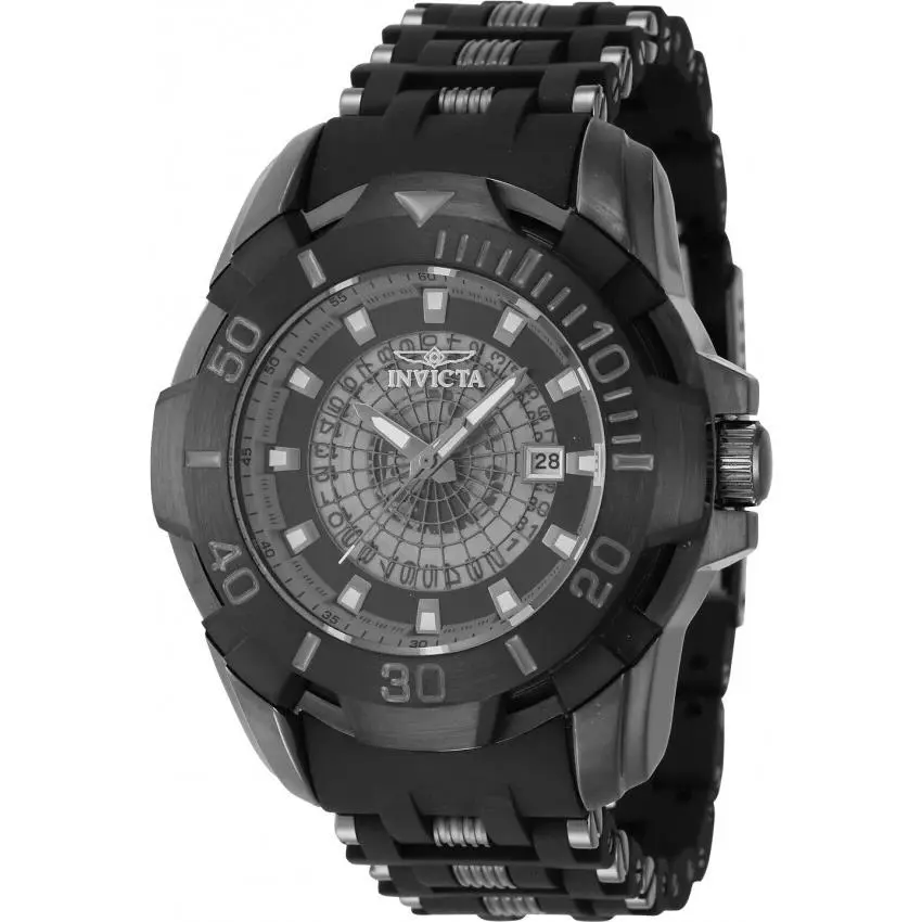 Invicta Sea Spider Black Transparent Dial Gunmetal Poly Band Men`s Watch- 44132