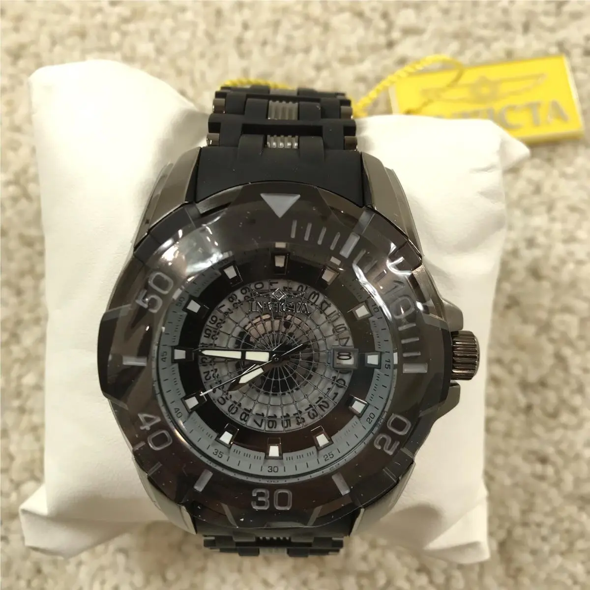 Invicta Sea Spider Black Dial Gunmetal Polyurethane Band Mens Watch 44132 45.9MM