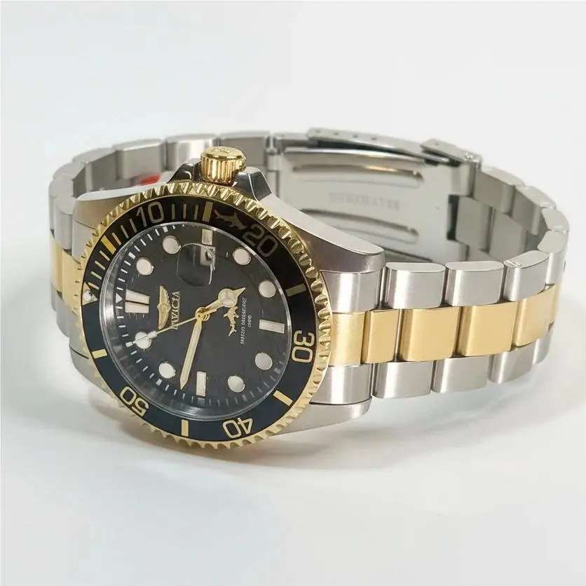 30023 Invicta Mens Pro Diver Steel Gold 43mm Dial Flame Fusion 100m WR Tritnite
