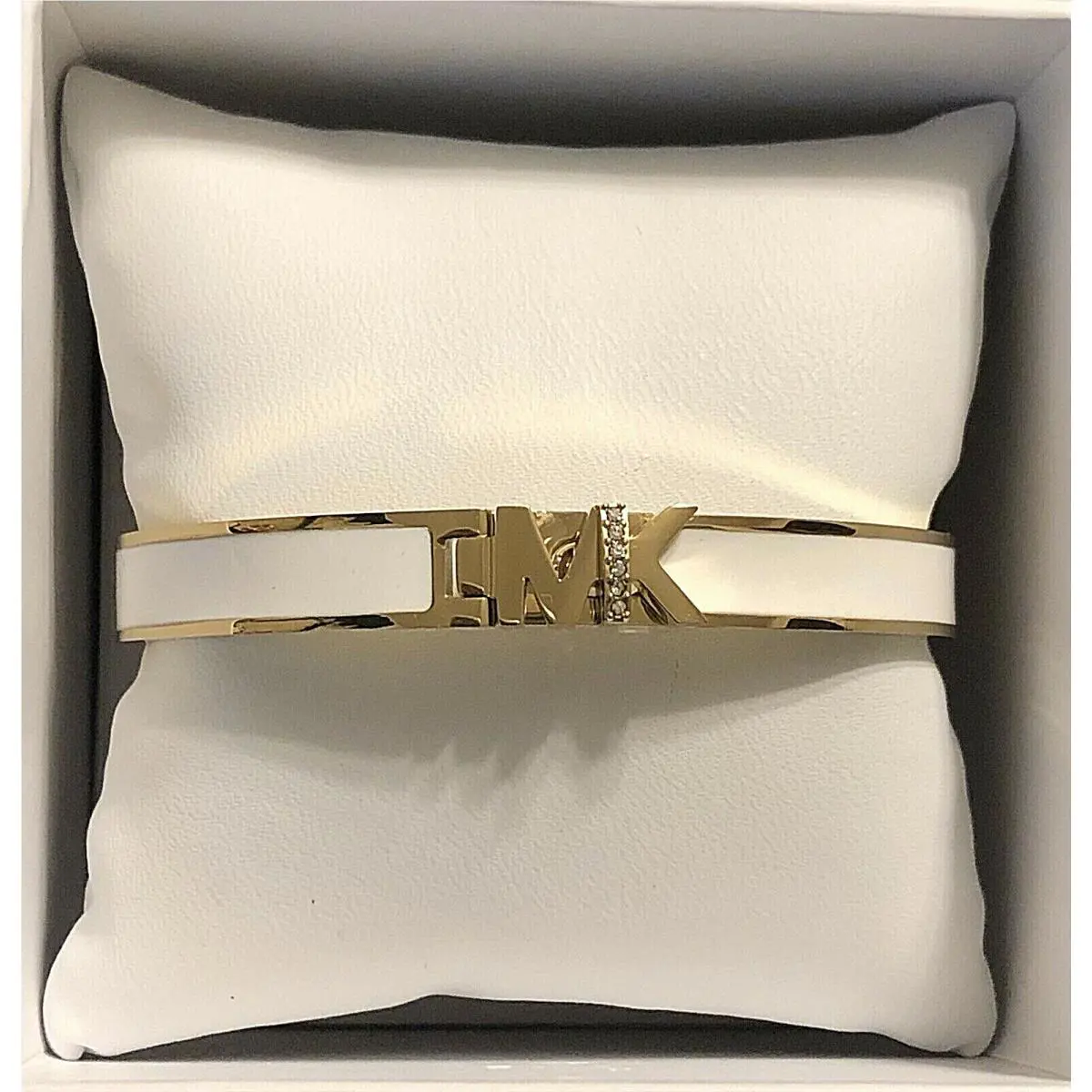 Michael Kors Haute Gold-tone White Enamel Bangle Bracelet