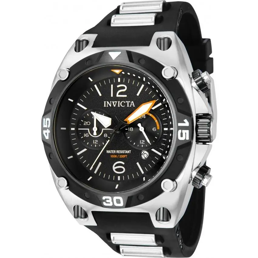 Invicta Aviator Men`s Quartz Watch 40289 - Dial: Black, Band: Black, Bezel: Black, Silver