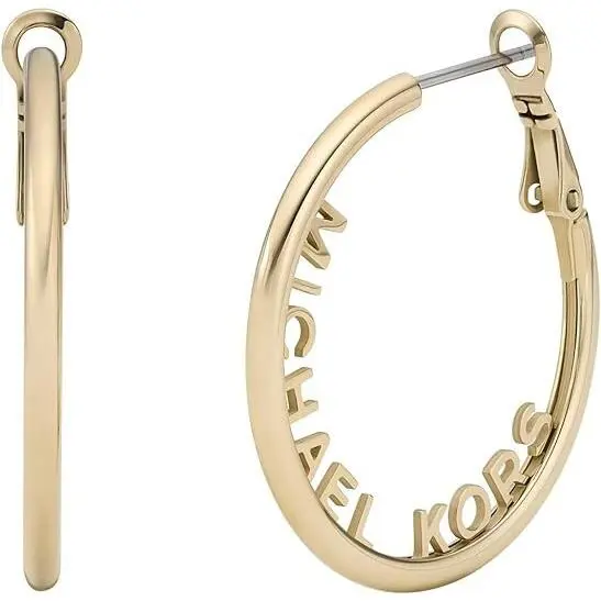 Michael Kors Gold Tone Logo Large Hoops Earrings MKJ7992