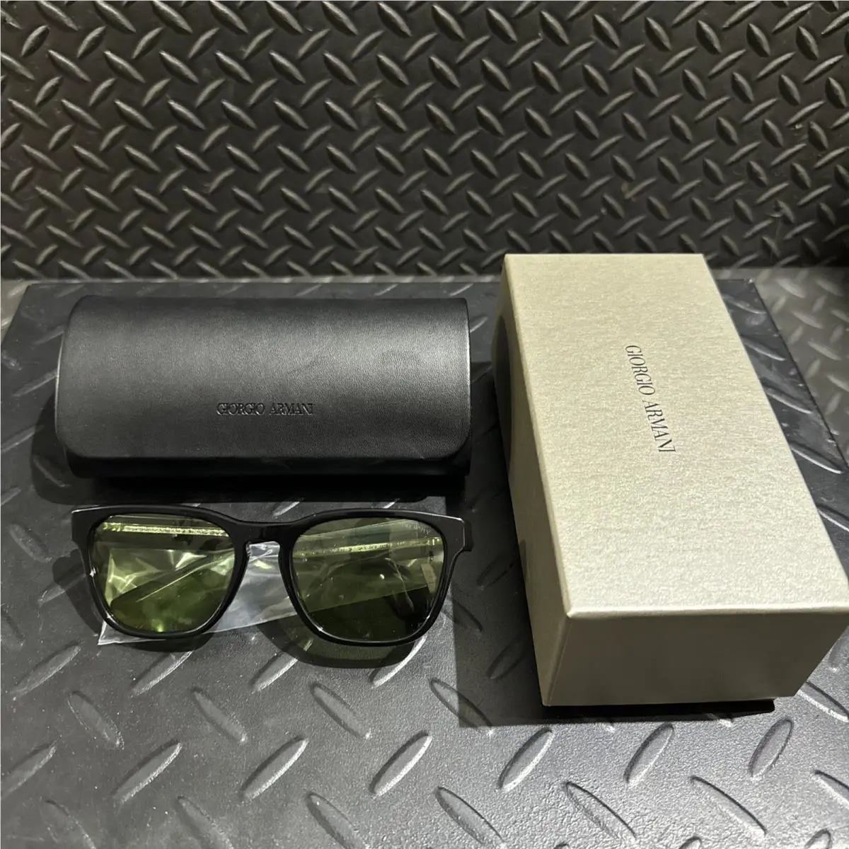 Giorgio Armani AR8155 Sunglasses Black Green Rectangle 55mm