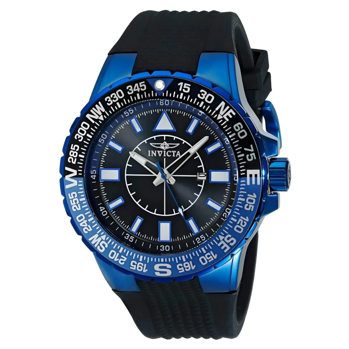 19269 Gent`s Black Dial Black Silicone Strap Compass Watch by Invicta