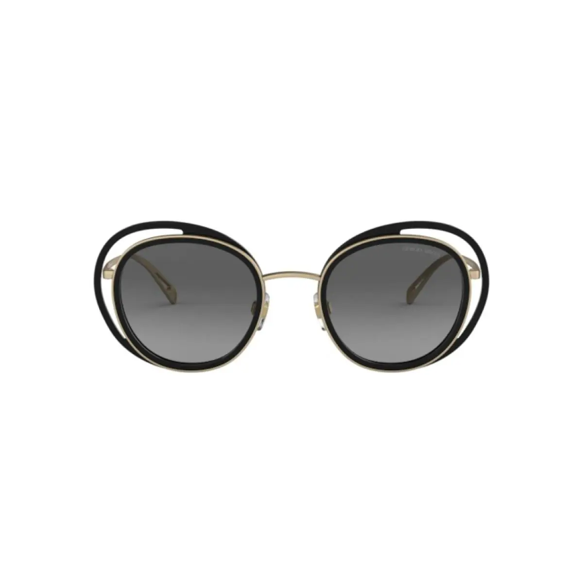 Giorgio Armani AR6081 3002/11 Gold Black Round Metal Sunglasses 50-23-140 - Frame: Gold, Lens: Gray