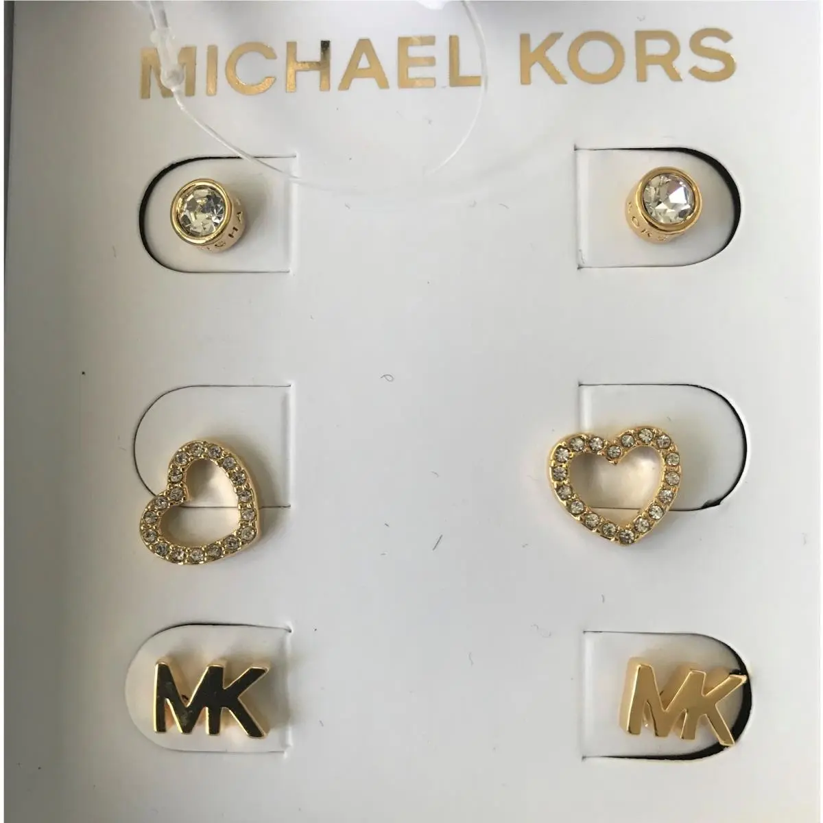 3 Set MK Logo/crystal/heart Shape Stud Earrings MKJX7773710 by Michael Kors