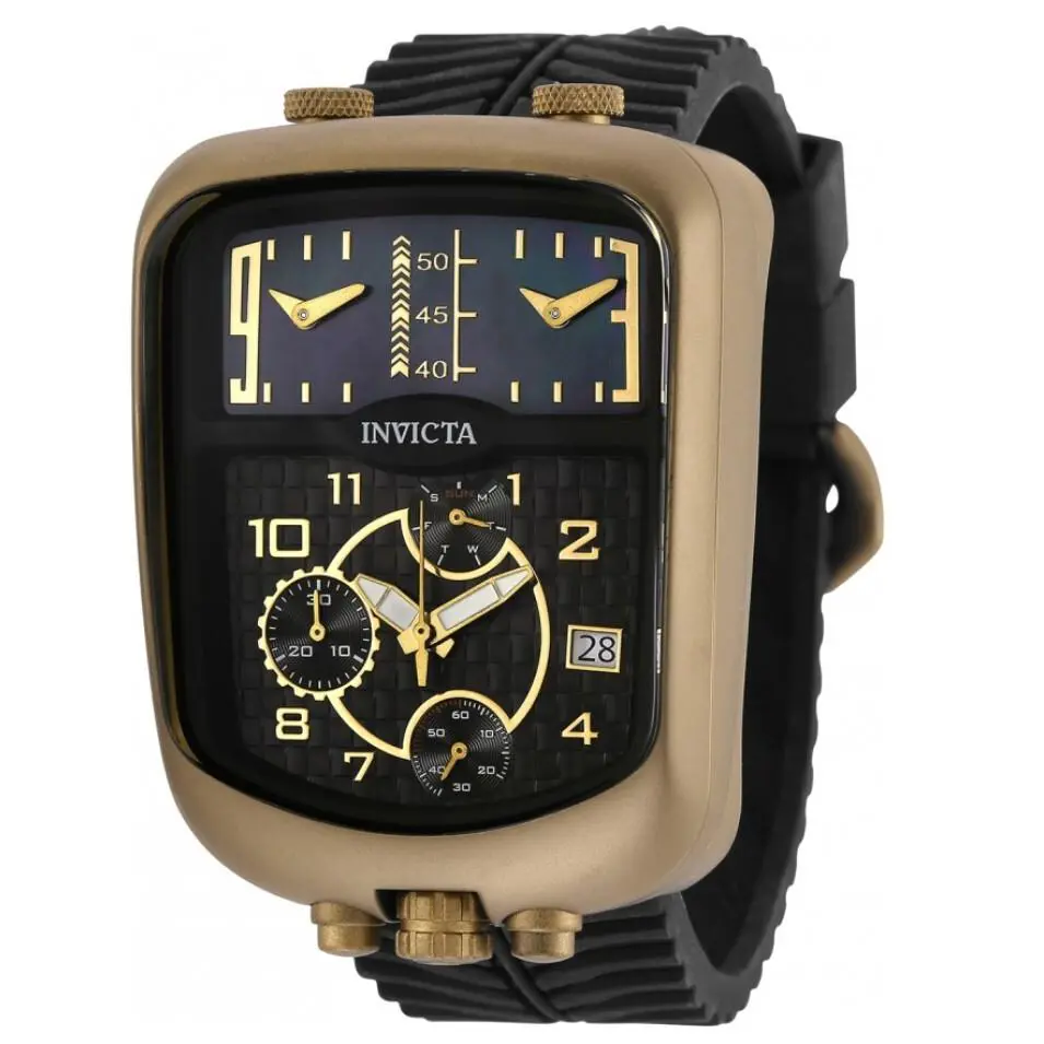 Invicta S1 Rally Chronozone Dakar Men`s 42mm Triple Time Chronograph Watch 36604 - Dial: Black, Blue, Multicolor, Band: Black, Bezel: Bronze, Brown