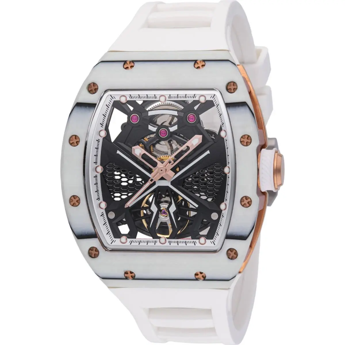 Men`s Watch S1 Rally Automatic Skeleton Dial White Silicone Strap 49015 by Invicta
